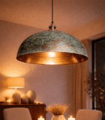 Oxidized Hanging Lamp – Handmade Moroccan Brass Pendant Light - Image 3