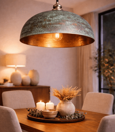 Handmade Moroccan brass hanging lamp with traditional artisan patterns