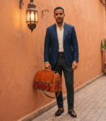 Moroccan Kilim Travel Bag | Brown Leather & Handwoven Carpet - Image 3
