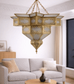 Moroccan Milk Glass Cylinder Pendant Lamp - Image 6