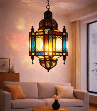 Moroccan Multicolor Hanging Glass Lamp – Artisan Ceiling Light