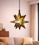 Moroccan Star Glass Hanging Lamp – Mixed Color - Image 4