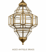 Moroccan Vintage Brass Glass Hanging Lamp - Image 6