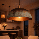 Handmade oxidized brass Moroccan hanging lamp with vintage artisan finish