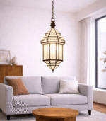 Handmade Moroccan Milk Glass Hanging Lamp - Image 9