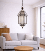 Handmade Moroccan Milk Glass Hanging Lamp - Image 2