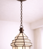 Handmade Moroccan Milk Glass Hanging Lamp - Image 3