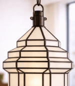 Handmade Moroccan Milk Glass Hanging Lamp - Image 5