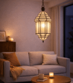 Handmade Moroccan milk glass hanging ceiling lamp