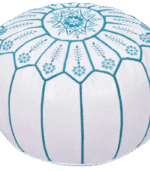 White Leather Moroccan Ottoman Pouf – Handcrafted Elegance from Marrakech - Image 3