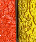 Yellow and Red Moroccan Glass Hanging Lamp - Image 2