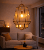 Artisan Moroccan ceiling lamp with colorful glass