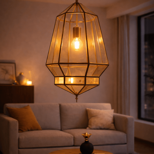 Artisan Moroccan ceiling lamp with colorful glass