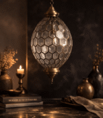 Vintage Moroccan Clear Glass Ceiling Lamp - Image 7