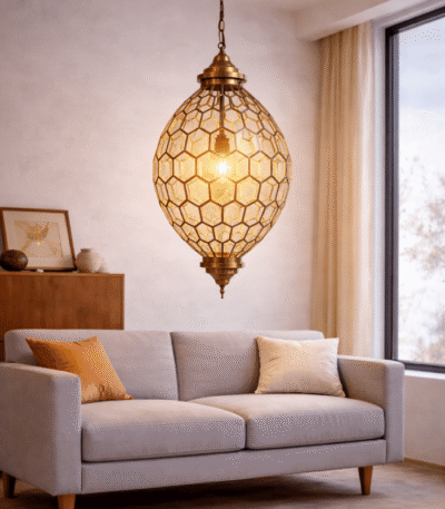 Vintage Moroccan clear glass ceiling lamp