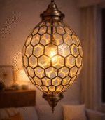 Vintage Moroccan Clear Glass Ceiling Lamp - Image 2