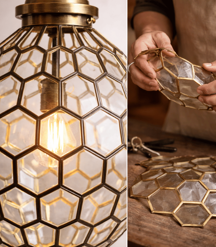 Vintage Moroccan Clear Glass Ceiling Lamp - Image 4