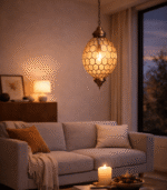 Vintage Moroccan Clear Glass Ceiling Lamp - Image 5