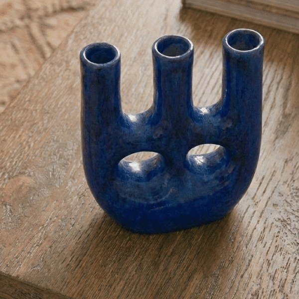Maison Asli Thalatha Blue Ceramic Vase – Handmade Sculptural Decorative Vase