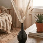 Handmade Black Ceramic Bottle-Shaped Vase – Modern Decorative Home Accent