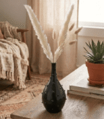 Handmade Black Ceramic Bottle-Shaped Vase – Modern Decorative Home Accent