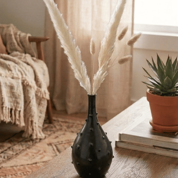 Handmade Black Ceramic Bottle-Shaped Vase – Modern Decorative Home Accent