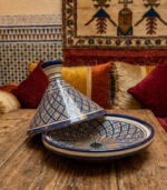 Handmade Moroccan ceramic tagine pot for serving meals and decorative home display