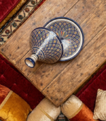 Traditional Hand-Painted Moroccan Ceramic Tagine with Red & Yellow Geometric Pattern - Image 3