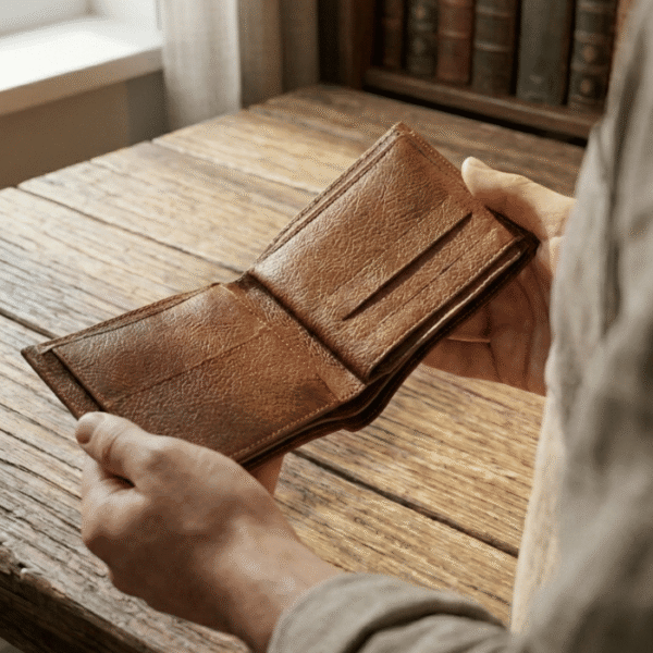 Artisan Moroccan bifold wallet handmade from genuine leather