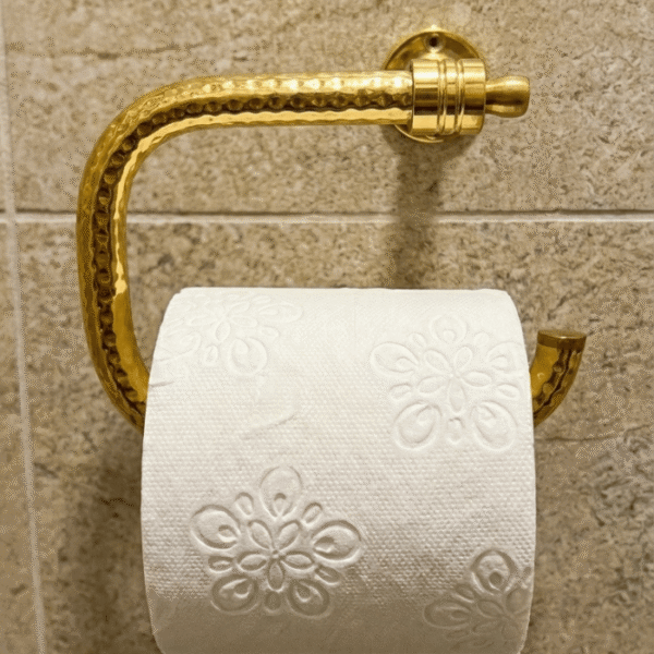 Handcrafted Hammered Brass Toilet Paper Holder – Moroccan Bathroom Accessory