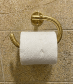 Handcrafted Moroccan brass toilet paper holder with hammered texture