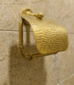 Handcrafted Moroccan Solid Hammered Brass Toilet Paper Holder – Artisan Bathroom Fixture - Image 2