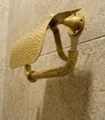 Solid unlacquered hammered brass Moroccan toilet paper holder handcrafted by artisans
