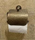 Handmade Moroccan Hammered Brass Paper Holder – Artisan Bathroom Accessory - Image 4