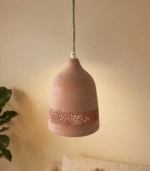 Handmade Perforated Terracotta Hanging Lamp - Image 3