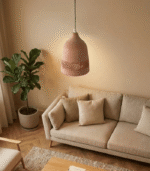 Handmade Perforated Terracotta Hanging Lamp | Fired Clay Pendant Light | Artisan Ceiling Fixture