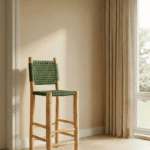 Moroccan Bar Stool – Eucalyptus Wood & Hand-Woven Nylon Handmade in Morocco Kitchen & Dining