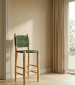 Moroccan Bar Stool – Eucalyptus Wood & Hand-Woven Nylon Handmade in Morocco Kitchen & Dining