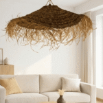 Moroccan Handwoven Straw Pendant Light | Boho Ceiling Lamp | Handmade Wicker Lampshade | Kech Beldi