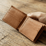 Moroccan Leather Bifold Wallet – 100% Genuine Leather Handmade in Morocco Brown, Black & Orange