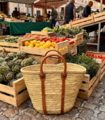 Moroccan Straw Tote Bag – Genuine Leather Handles - Image 3