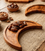Oriental Elegance Walnut Wood Set – Handmade Moroccan Ramadan Serving Tray