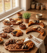 Oriental Elegance Walnut Wood Set – Handmade Moroccan Ramadan Serving Tray - Image 2