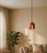 Wattle Terracotta Pendant Light | Handmade Clay Hanging Lamp - Image 4