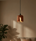 Handmade wattle terracotta pendant light crafted from natural fired clay with a woven-inspired texture