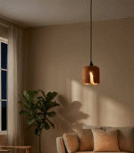 Wattle Terracotta Pendant Light | Handmade Clay Hanging Lamp - Image 3
