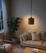Wavy Terracotta Pendant Light | Handmade Clay Hanging Lamp - Image 5