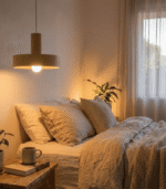 Wood Pendant Light – Mid Century Modern Ceiling Lamp - Image 3