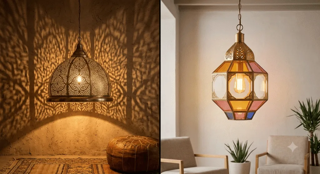 Brass vs. Glass Moroccan Lamps