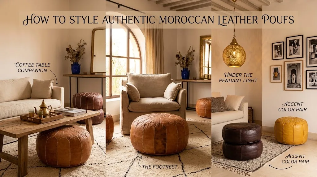 About Kech Beldi: Marrakech Artisans &Amp; Authentic Moroccan Handmade Decor Moroccan Leather Poufs